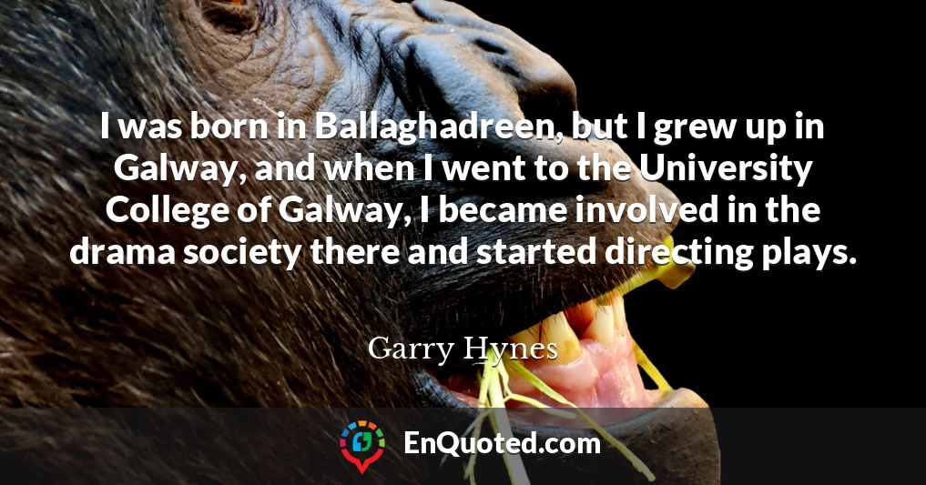 I was born in Ballaghadreen, but I grew up in Galway, and when I went to the University College of Galway, I became involved in the drama society there and started directing plays.