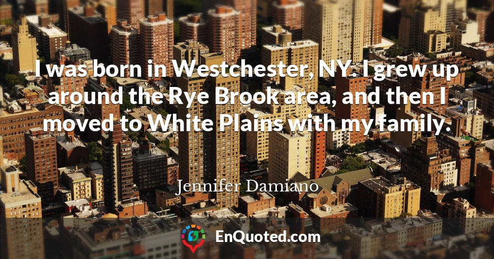 I was born in Westchester, NY. I grew up around the Rye Brook area, and then I moved to White Plains with my family.
