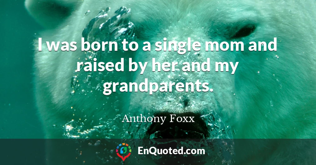 I was born to a single mom and raised by her and my grandparents.