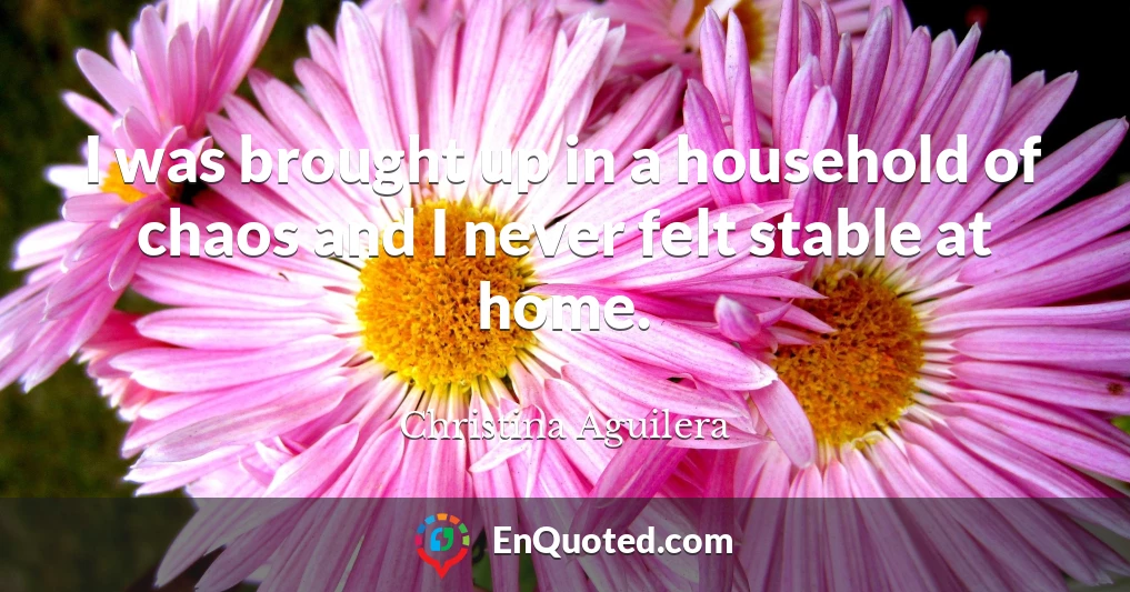 I was brought up in a household of chaos and I never felt stable at home.