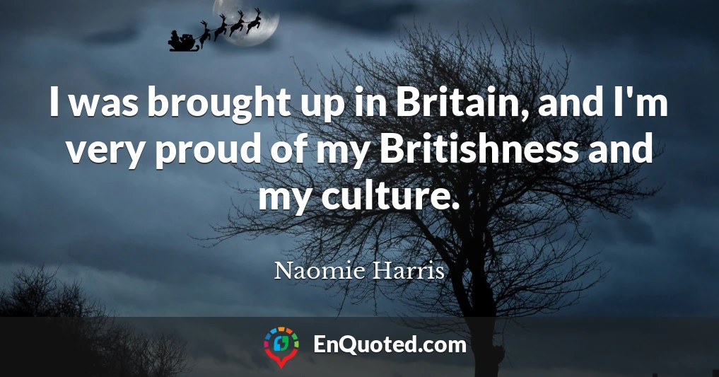 I was brought up in Britain, and I'm very proud of my Britishness and my culture.