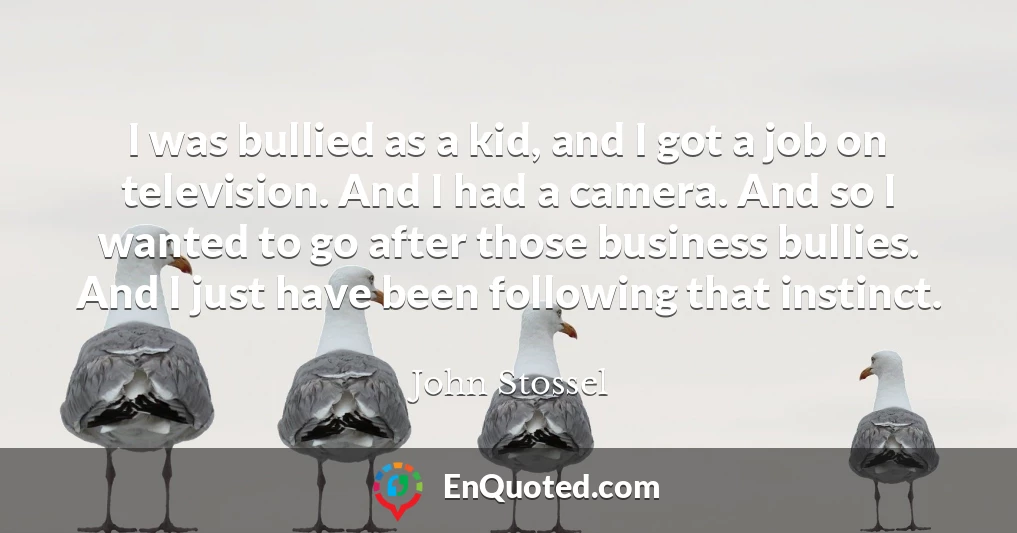 I was bullied as a kid, and I got a job on television. And I had a camera. And so I wanted to go after those business bullies. And I just have been following that instinct.