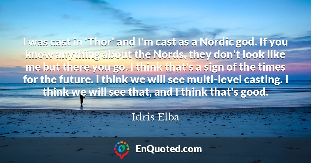 I was cast in 'Thor' and I'm cast as a Nordic god. If you know anything about the Nords, they don't look like me but there you go. I think that's a sign of the times for the future. I think we will see multi-level casting. I think we will see that, and I think that's good.