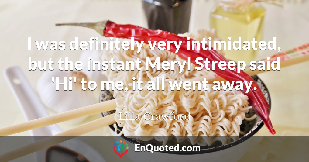 I was definitely very intimidated, but the instant Meryl Streep said 'Hi' to me, it all went away.