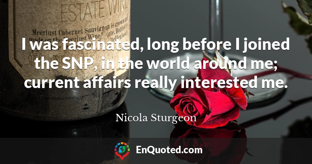I was fascinated, long before I joined the SNP, in the world around me; current affairs really interested me.
