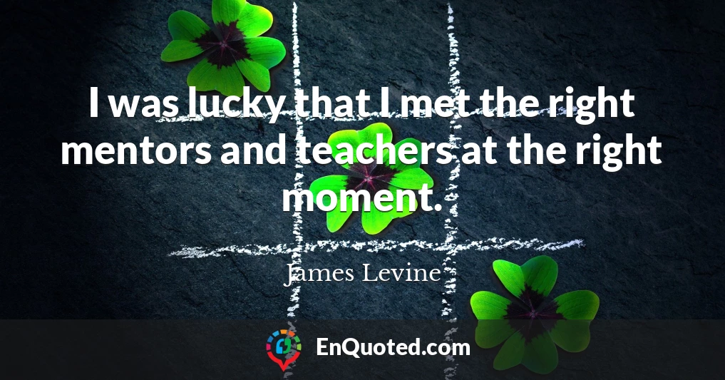 I was lucky that I met the right mentors and teachers at the right moment.