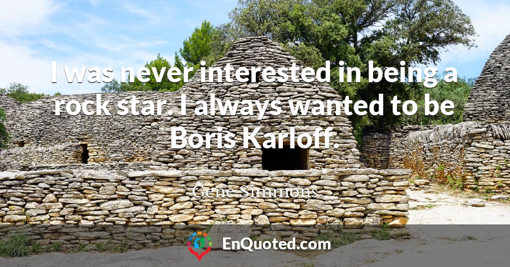 I was never interested in being a rock star. I always wanted to be Boris Karloff.