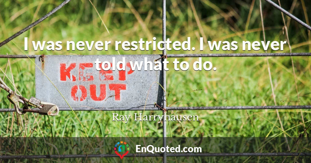 I was never restricted. I was never told what to do.