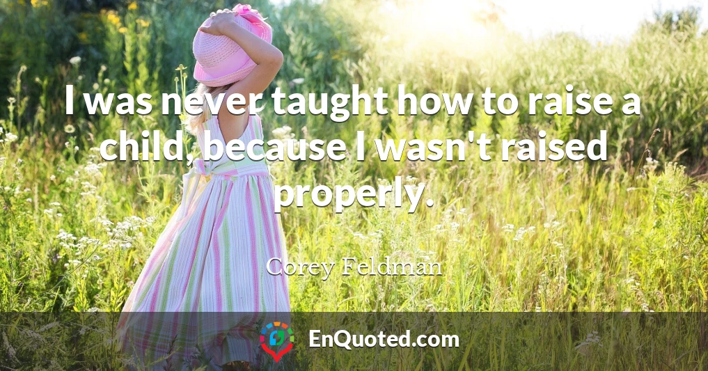 I was never taught how to raise a child, because I wasn't raised properly.