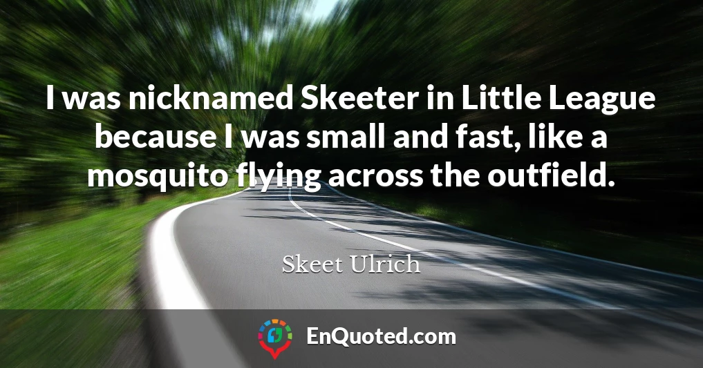I was nicknamed Skeeter in Little League because I was small and fast, like a mosquito flying across the outfield.
