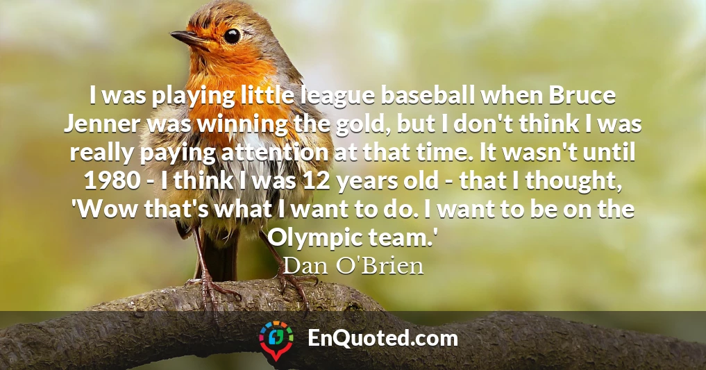 I was playing little league baseball when Bruce Jenner was winning the gold, but I don't think I was really paying attention at that time. It wasn't until 1980 - I think I was 12 years old - that I thought, 'Wow that's what I want to do. I want to be on the Olympic team.'