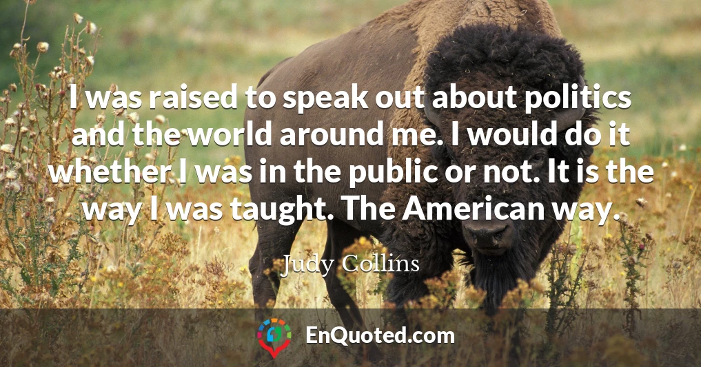 I was raised to speak out about politics and the world around me. I would do it whether I was in the public or not. It is the way I was taught. The American way.