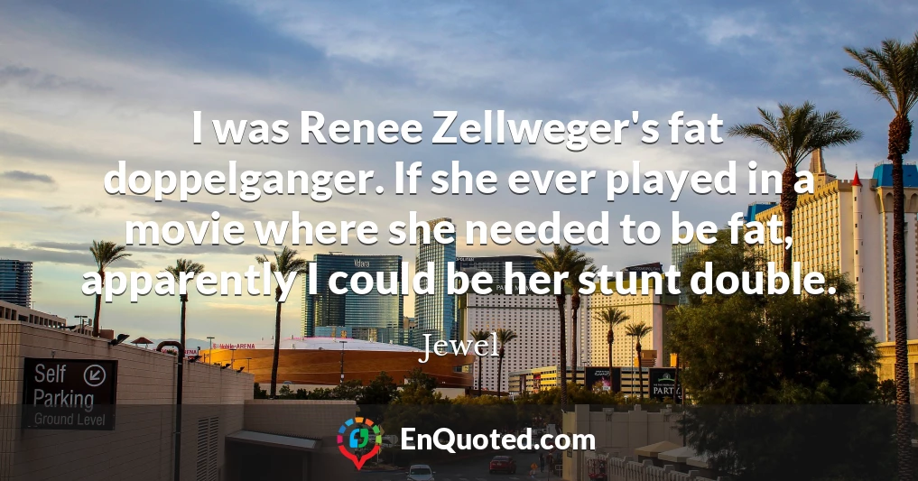 I was Renee Zellweger's fat doppelganger. If she ever played in a movie where she needed to be fat, apparently I could be her stunt double.