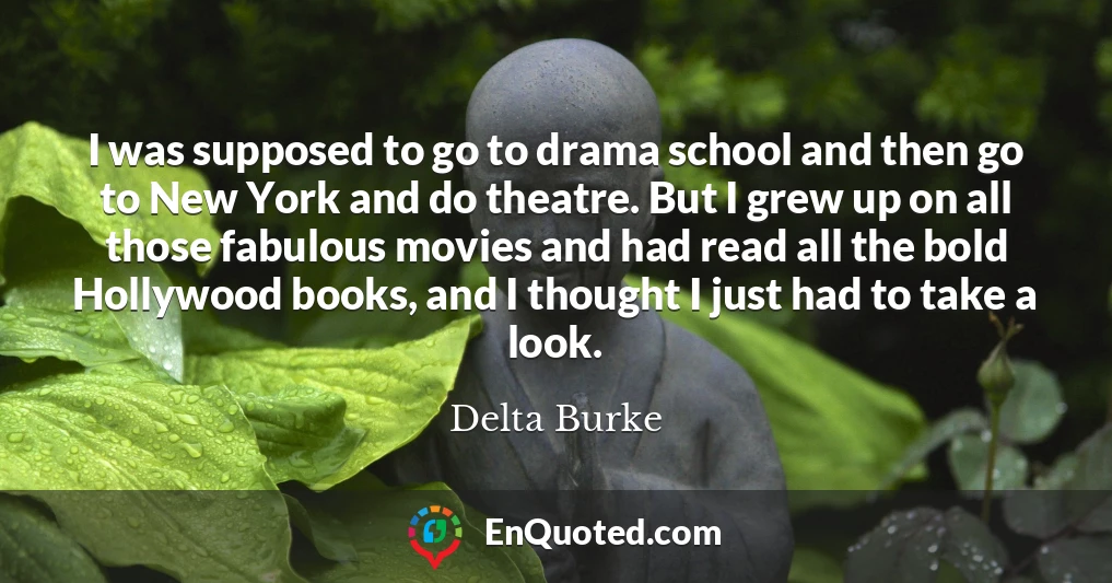 I was supposed to go to drama school and then go to New York and do theatre. But I grew up on all those fabulous movies and had read all the bold Hollywood books, and I thought I just had to take a look.