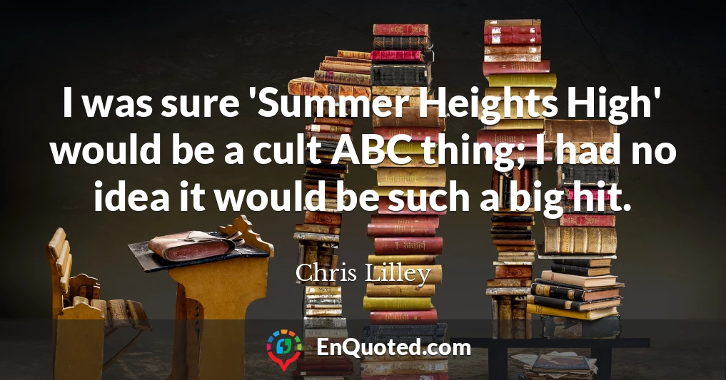 I was sure 'Summer Heights High' would be a cult ABC thing; I had no idea it would be such a big hit.