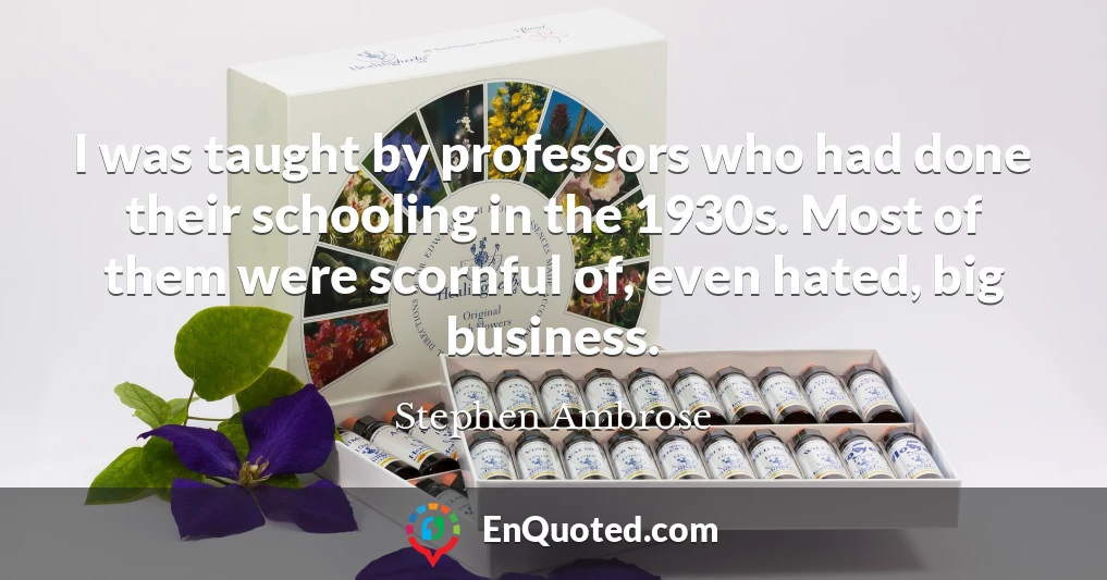 I was taught by professors who had done their schooling in the 1930s. Most of them were scornful of, even hated, big business.