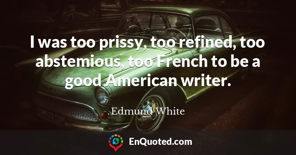 I was too prissy, too refined, too abstemious, too French to be a good American writer.