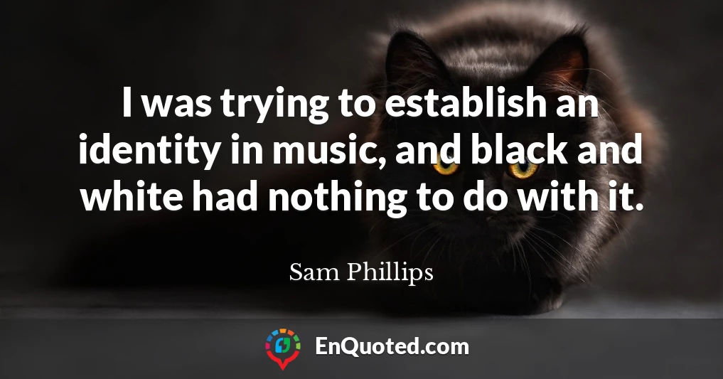 I was trying to establish an identity in music, and black and white had nothing to do with it.