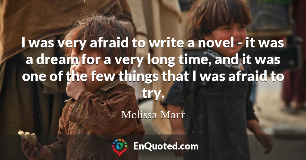I was very afraid to write a novel - it was a dream for a very long time, and it was one of the few things that I was afraid to try.