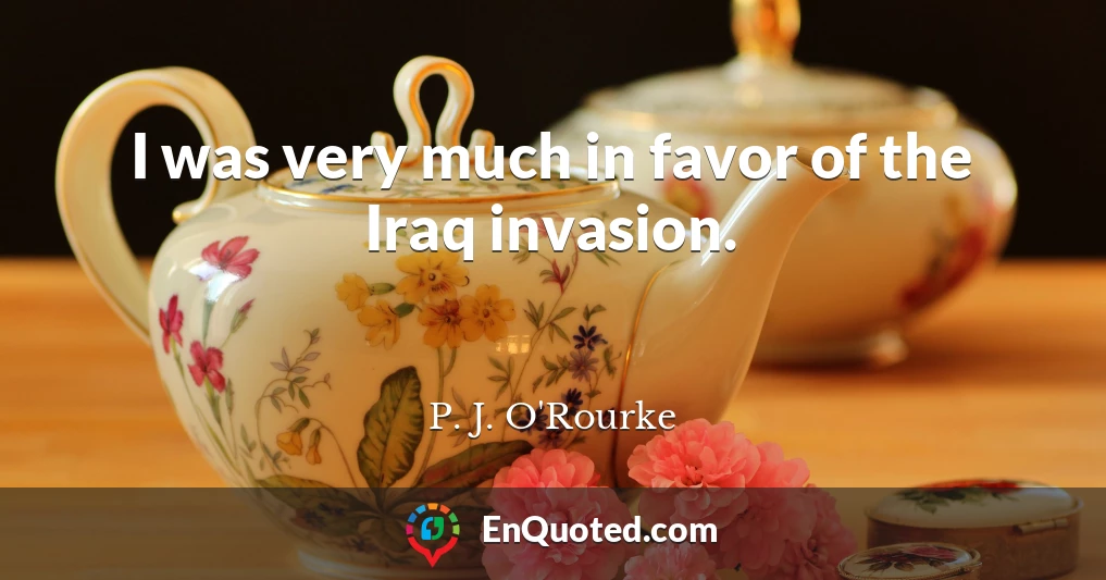 I was very much in favor of the Iraq invasion.