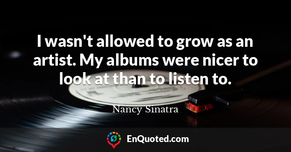I wasn't allowed to grow as an artist. My albums were nicer to look at than to listen to.