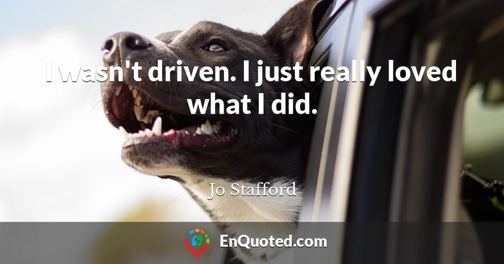 I wasn't driven. I just really loved what I did.