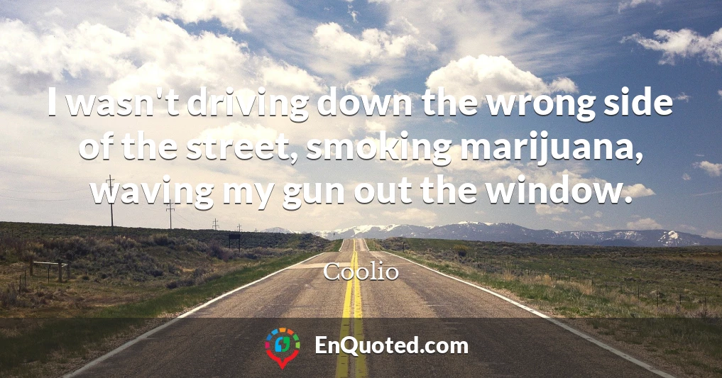 I wasn't driving down the wrong side of the street, smoking marijuana, waving my gun out the window.