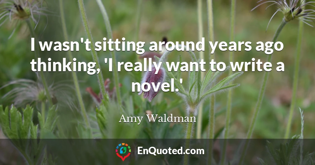 I wasn't sitting around years ago thinking, 'I really want to write a novel.'