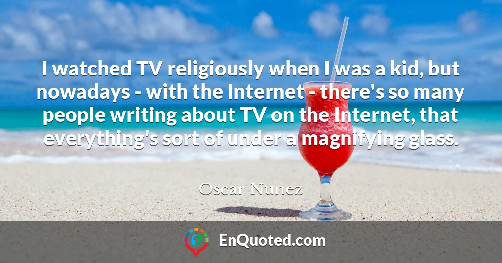 I watched TV religiously when I was a kid, but nowadays - with the Internet - there's so many people writing about TV on the Internet, that everything's sort of under a magnifying glass.