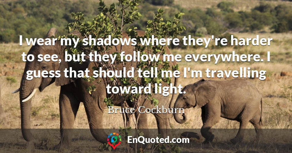 I wear my shadows where they're harder to see, but they follow me everywhere. I guess that should tell me I'm travelling toward light.