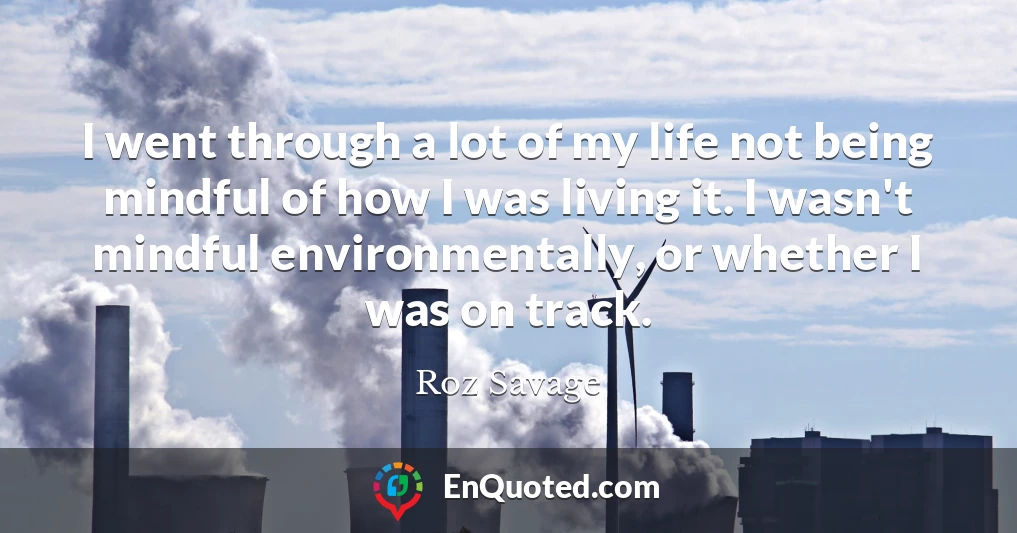 I went through a lot of my life not being mindful of how I was living it. I wasn't mindful environmentally, or whether I was on track.