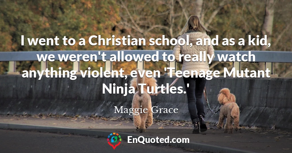 I went to a Christian school, and as a kid, we weren't allowed to really watch anything violent, even 'Teenage Mutant Ninja Turtles.'