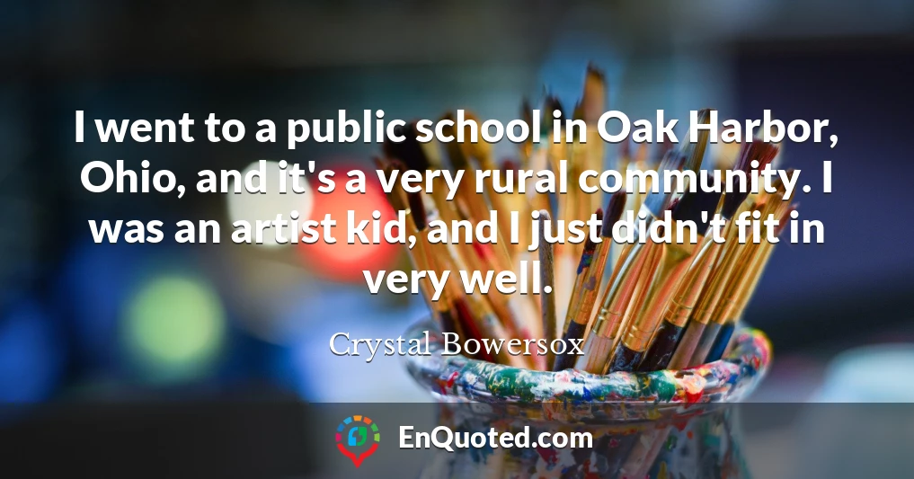 I went to a public school in Oak Harbor, Ohio, and it's a very rural community. I was an artist kid, and I just didn't fit in very well.