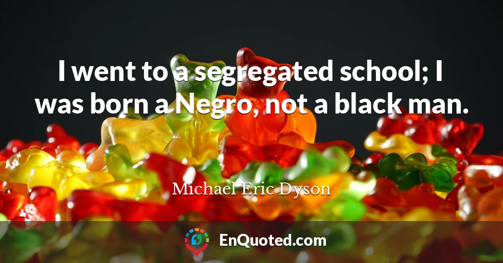 I went to a segregated school; I was born a Negro, not a black man.