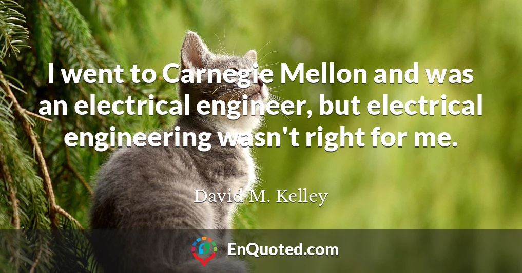 I went to Carnegie Mellon and was an electrical engineer, but electrical engineering wasn't right for me.