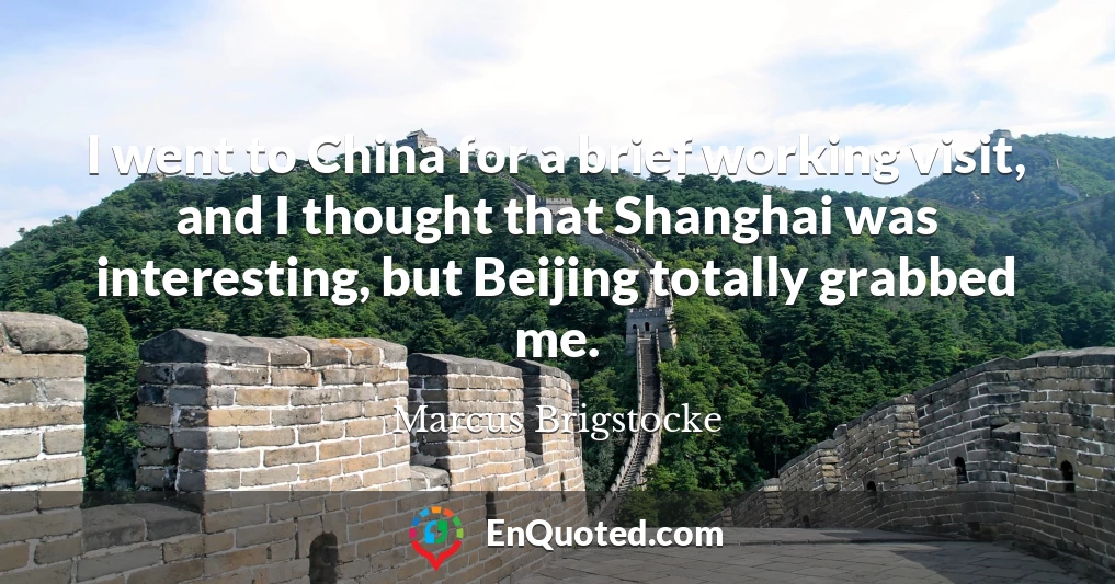 I went to China for a brief working visit, and I thought that Shanghai was interesting, but Beijing totally grabbed me.