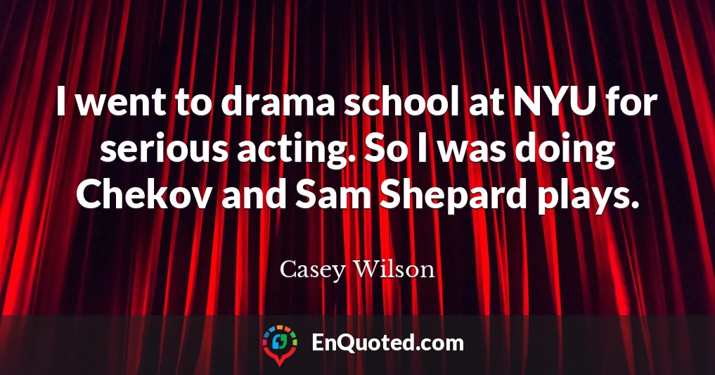 I went to drama school at NYU for serious acting. So I was doing Chekov and Sam Shepard plays.