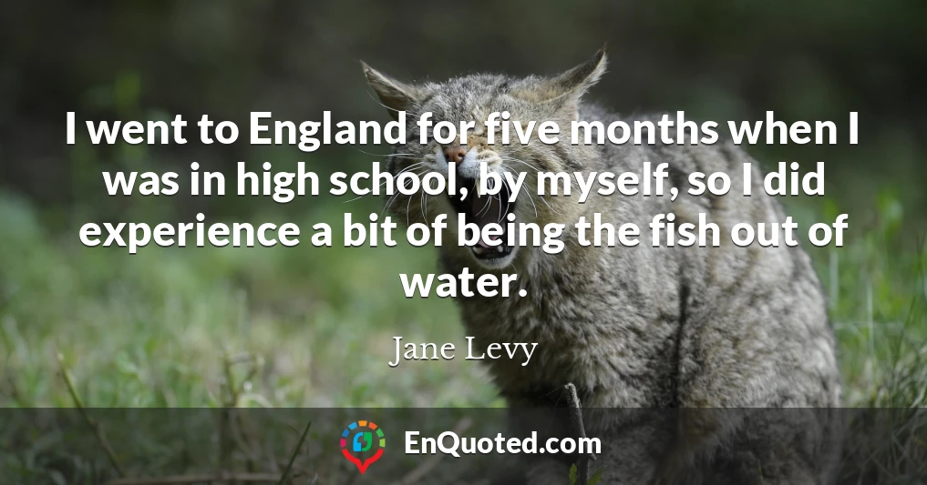 I went to England for five months when I was in high school, by myself, so I did experience a bit of being the fish out of water.