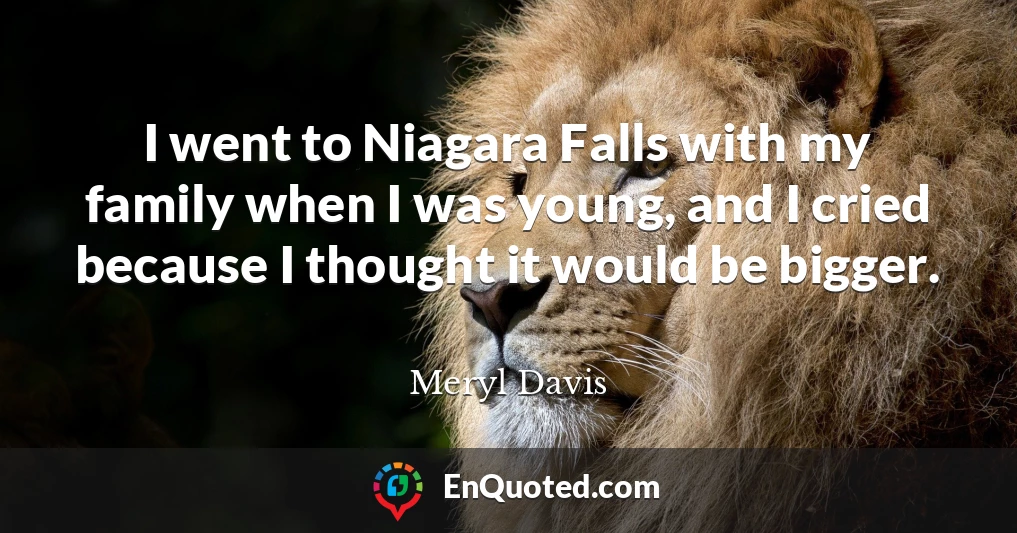I went to Niagara Falls with my family when I was young, and I cried because I thought it would be bigger.