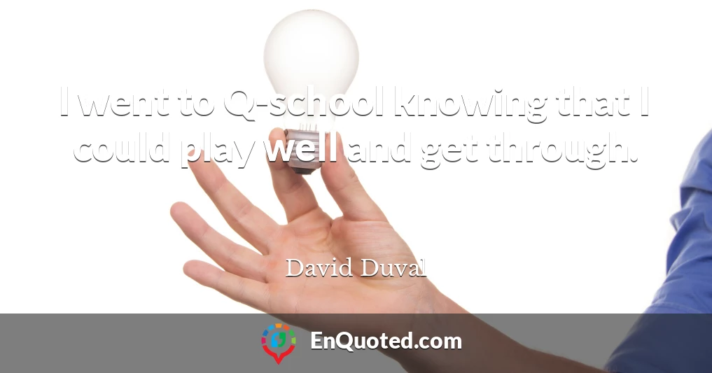I went to Q-school knowing that I could play well and get through.