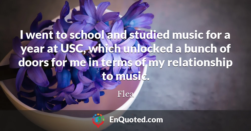 I went to school and studied music for a year at USC, which unlocked a bunch of doors for me in terms of my relationship to music.