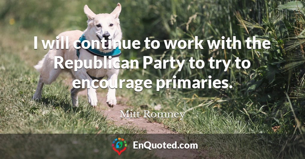 I will continue to work with the Republican Party to try to encourage primaries.