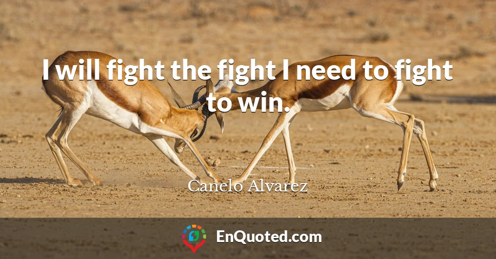 I will fight the fight I need to fight to win.