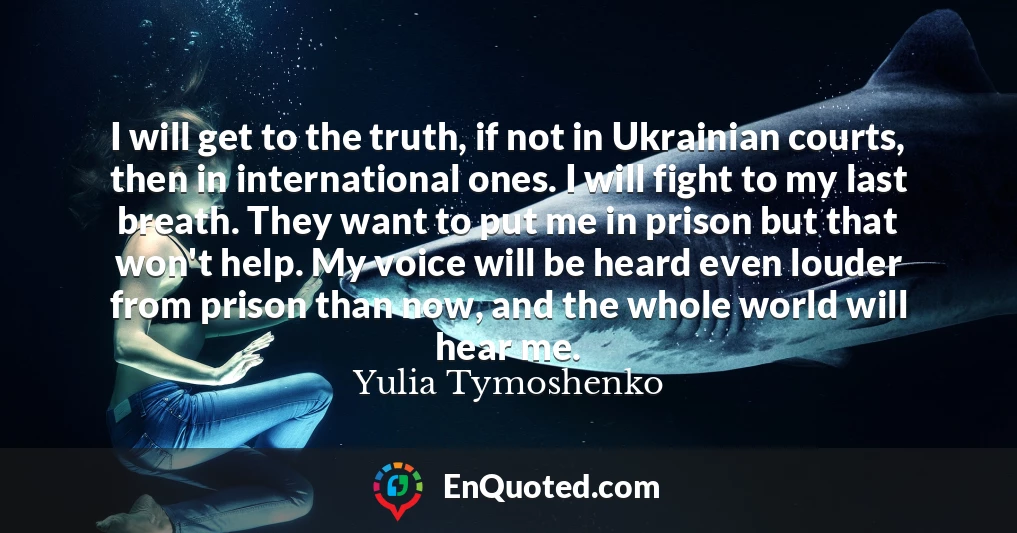 I will get to the truth, if not in Ukrainian courts, then in international ones. I will fight to my last breath. They want to put me in prison but that won't help. My voice will be heard even louder from prison than now, and the whole world will hear me.
