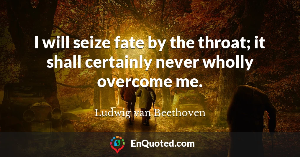 I will seize fate by the throat; it shall certainly never wholly overcome me.