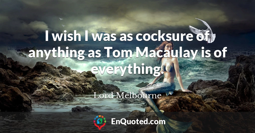 I wish I was as cocksure of anything as Tom Macaulay is of everything.