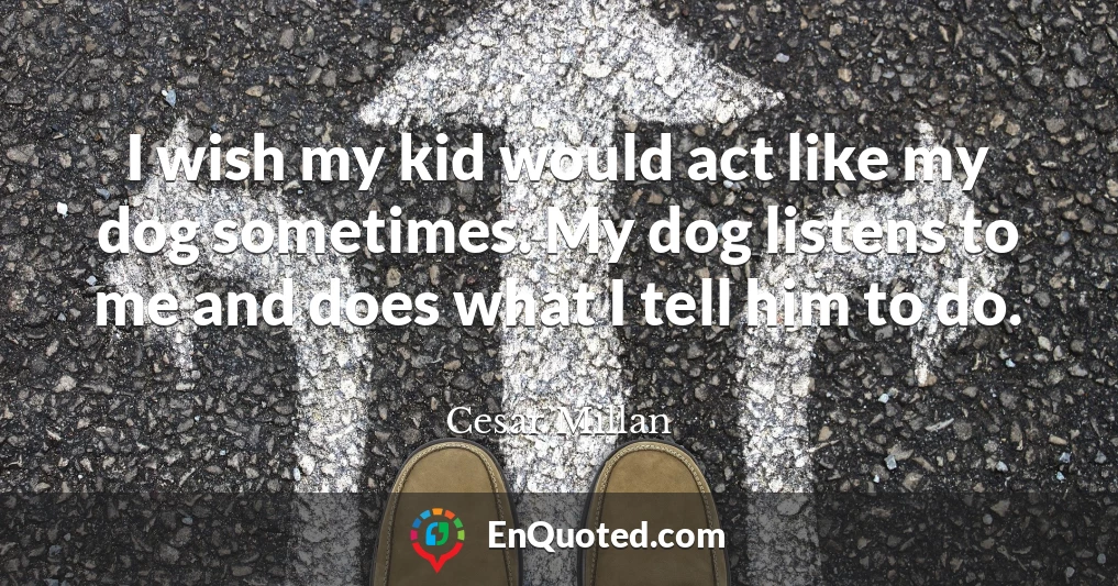 I wish my kid would act like my dog sometimes. My dog listens to me and does what I tell him to do.