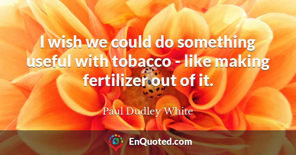 I wish we could do something useful with tobacco - like making fertilizer out of it.
