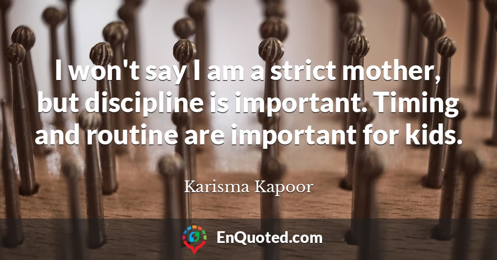 I won't say I am a strict mother, but discipline is important. Timing and routine are important for kids.