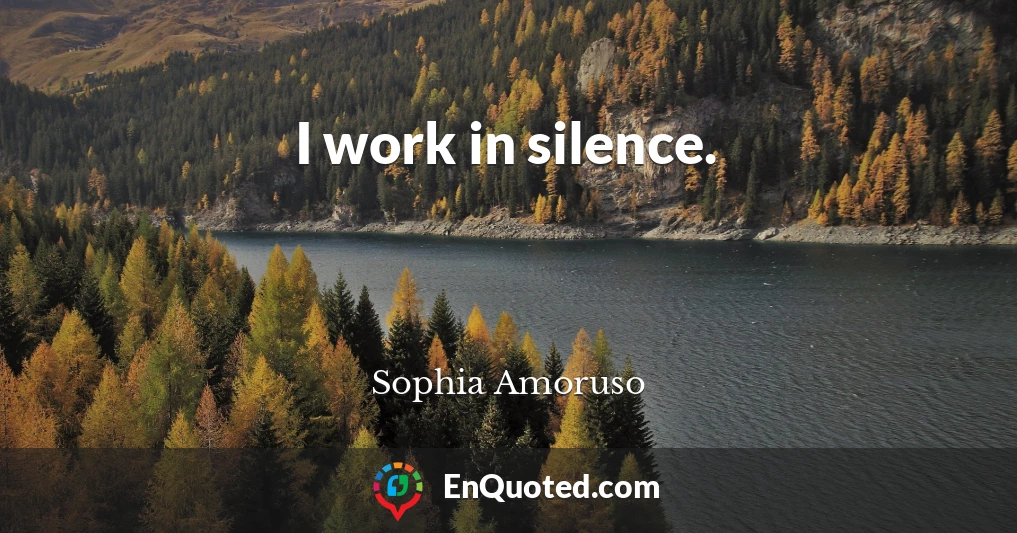 I work in silence.